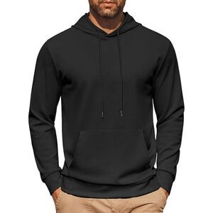 Men's Kangaroo Pocket Drawstring Long Sleeve Hoodie Casual Hooded Sweatshirt